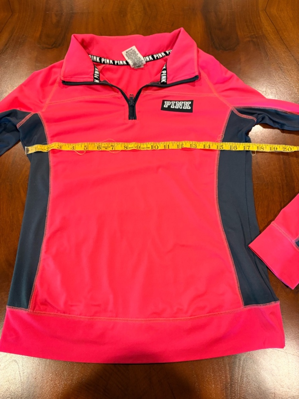 PINK Hot Pink & Black Half-Zip Pullover, active wear, size sm - Picture 3 of 4
